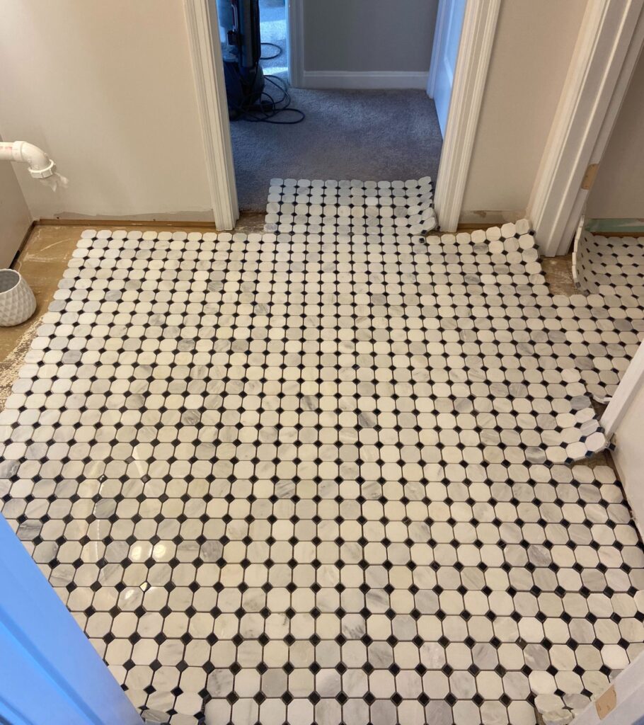 Organic Modern Bathroom Floor Placement