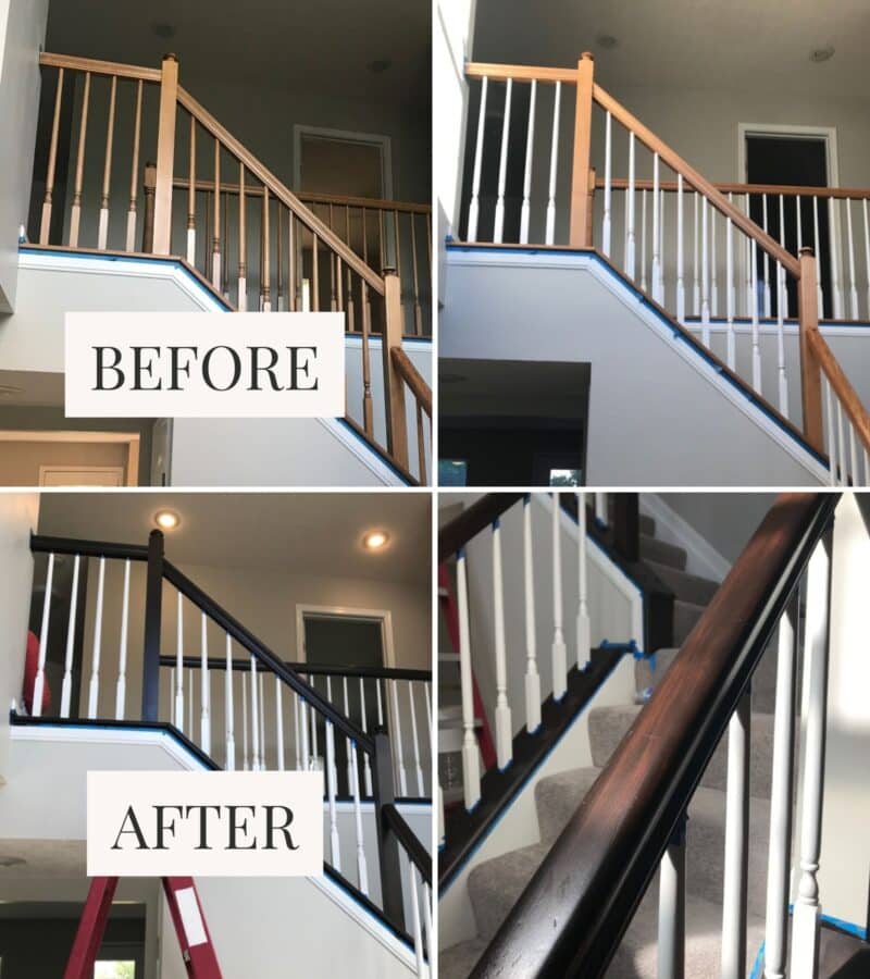 Java Gel Stain Banister Transformation Step By Step Guide Home By Alley   How To Gel Stain Oak Banister 800x900 