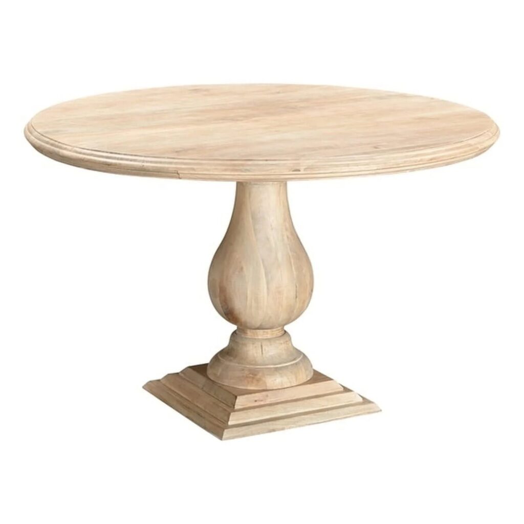 Taran Designs Lawrence 48" Round Solid Wood Pedestal Dining Table in Beige