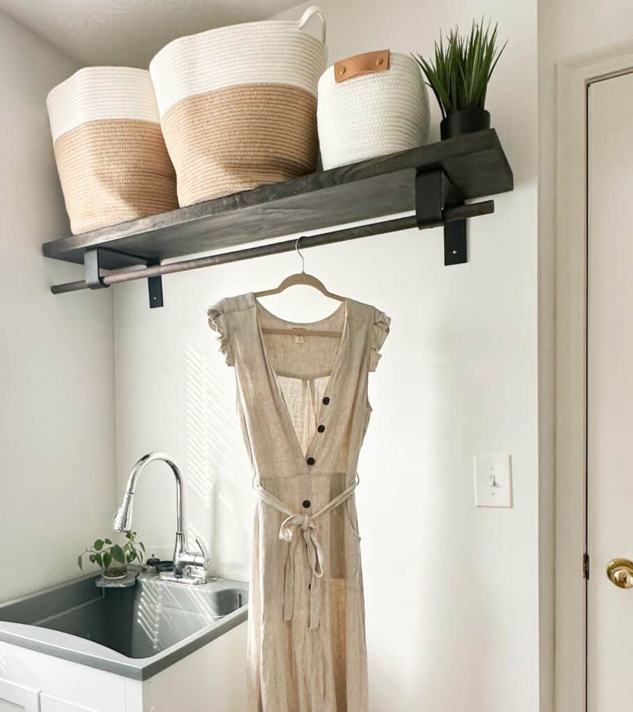 Laundry Room Shelf With Hanging Rod