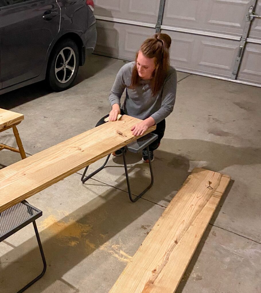 Sanding the boards