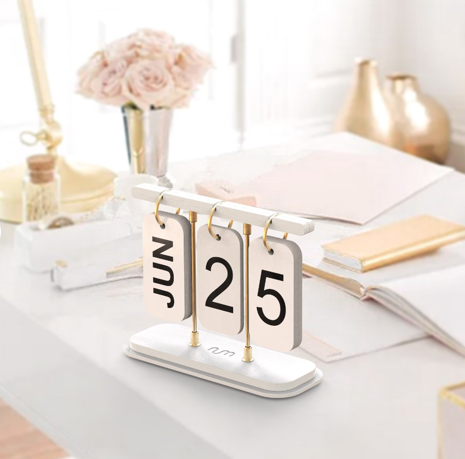 White Perpetual Desk Calendar