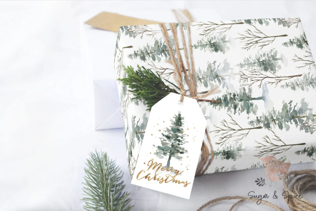 Christmas-Wrapping-Paper-Watercolor-Woodland-Trees-Wrapping-Paper-Sheets-Wrapping-Paper