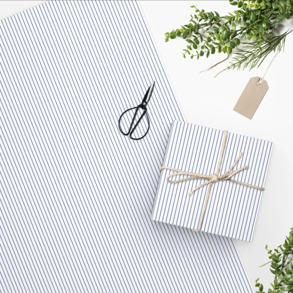 Periwinkle Blue and White Stripe Wrapping Paper
