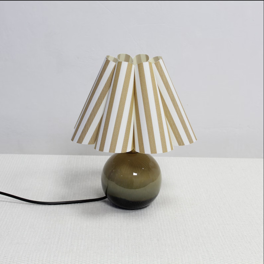 Duzy handmade khaki stripes fabric pleated - small kitchen counter lamps
