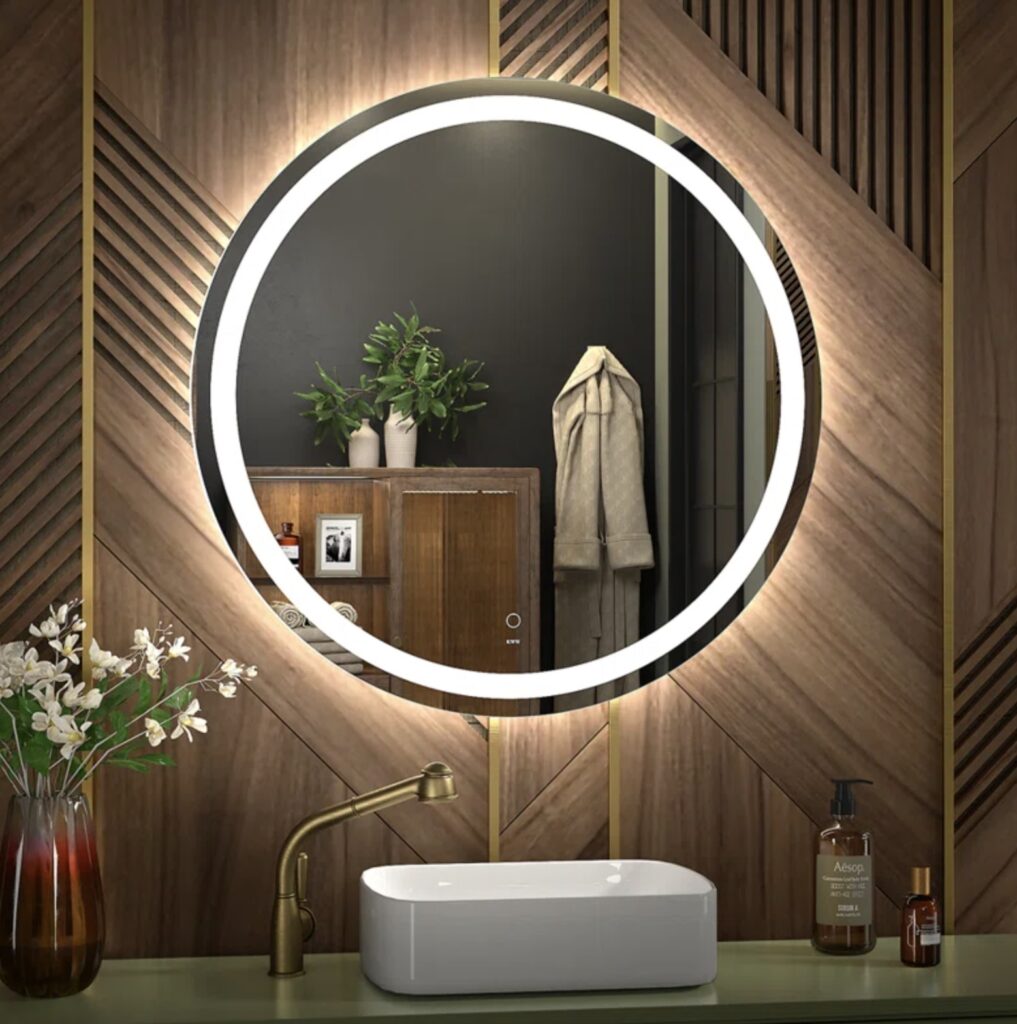 Round - wall-mounted lighted vanity mirrors
