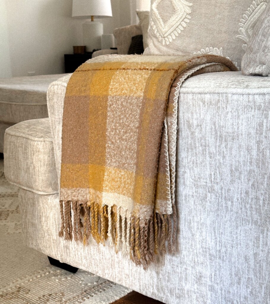 decorate with throw on a sofa