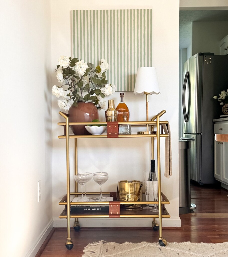 how to style a bar cart in a dining room