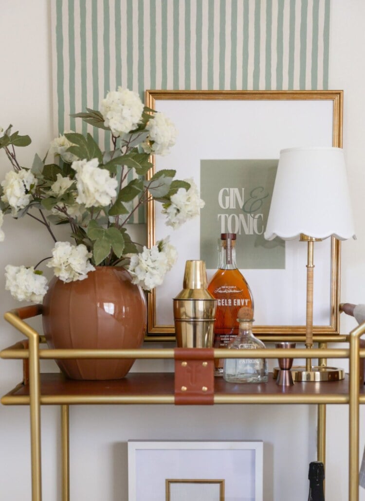 Sage green bar cart art