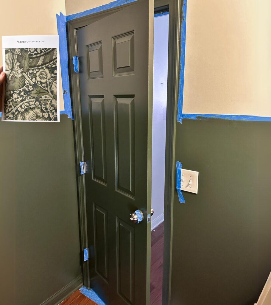 Door painted in Sherwin Williams Ripe Olive